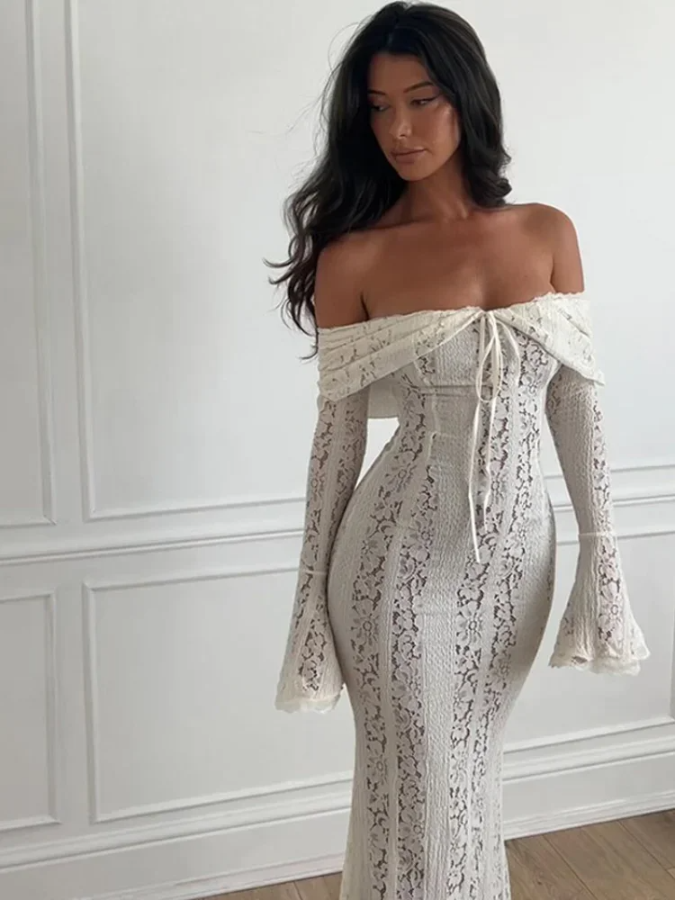 Women's Georgetta Elegant Lace Off Shoulder Maxi Dress - photo 9