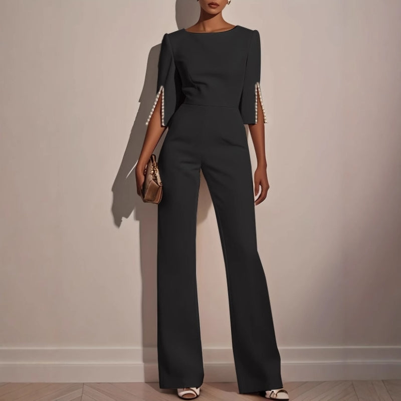 Wide Leg Pearl Detail Jumpsuit for Women - photo 5