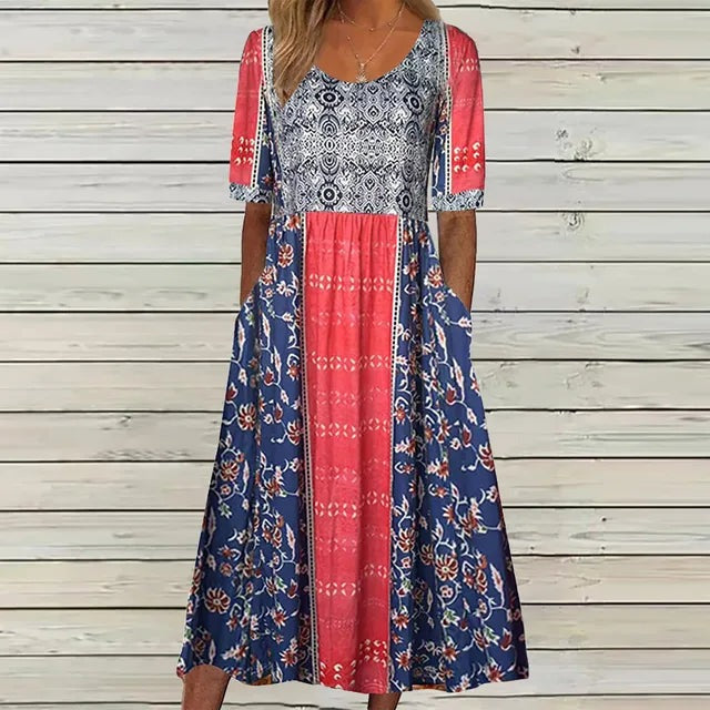 Bohemian Midi Dress with Pockets for Women - photo 4