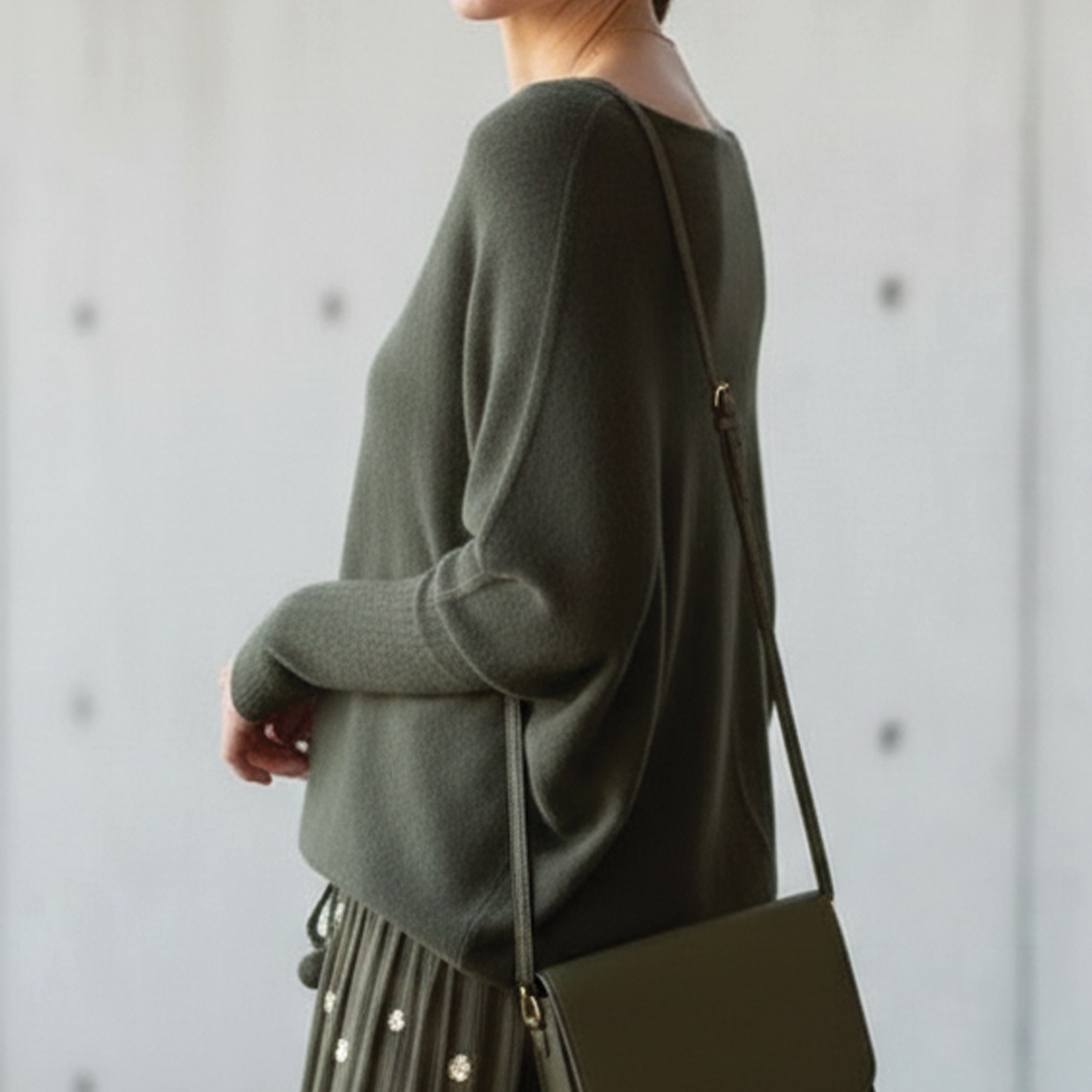 Women's Loose Knit Sweater with Dropped Shoulders