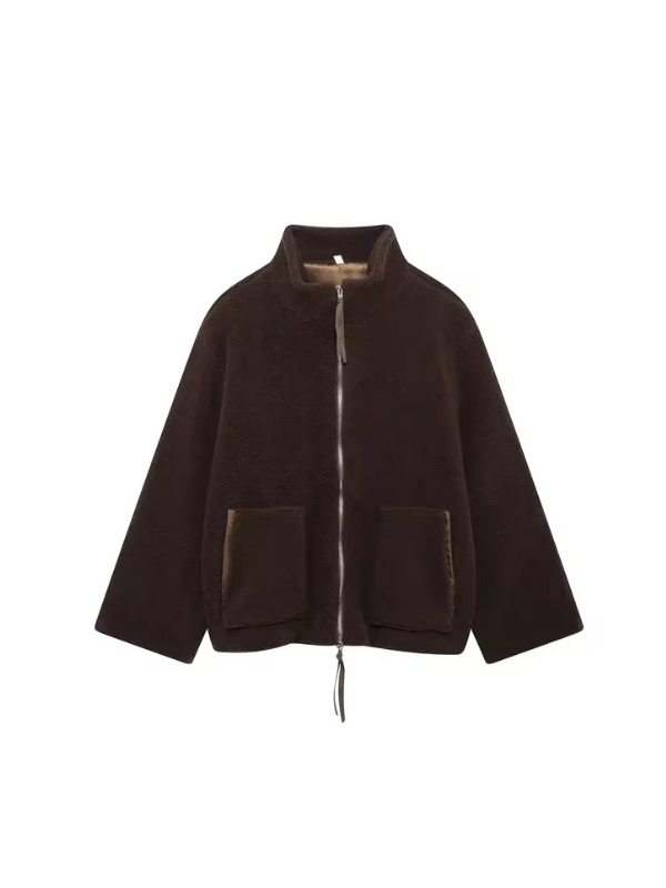 Daphne - Giacca in pile Sherpa oversize da donna ultra morbida ed elegante per la stagione fredda