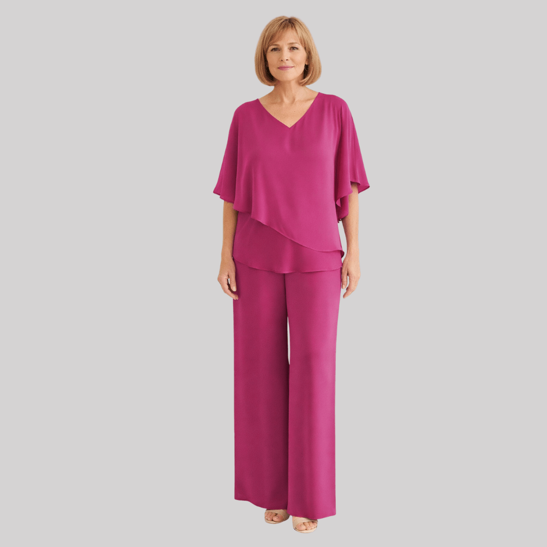 Completo donna due pezzi con scollo a V e maniche a pipistrello