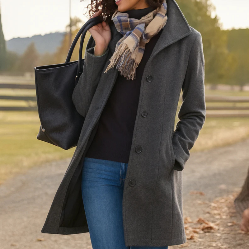 Women's Tailored Coat with Double Breasted Front