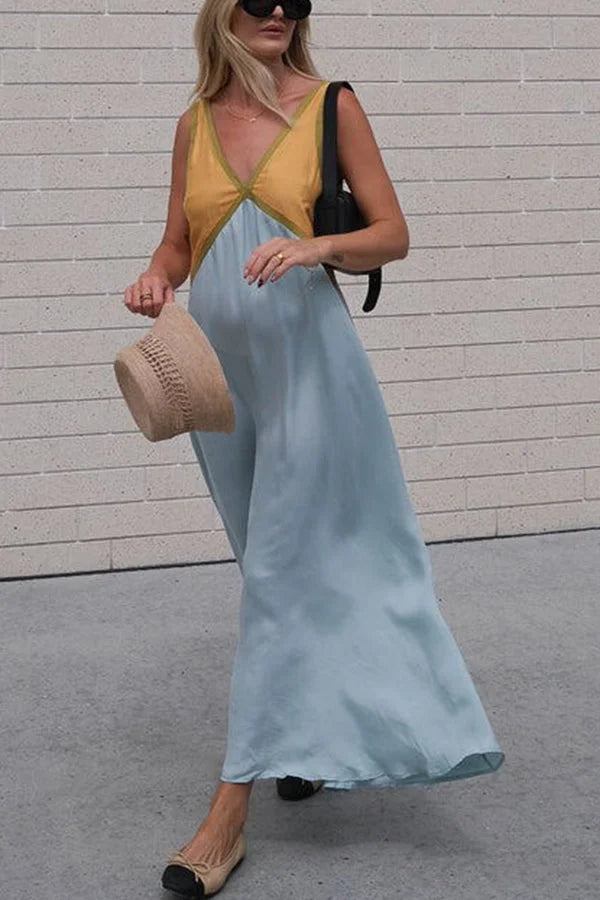 Lara - Chic V-neck contrasting color dress - photo 20