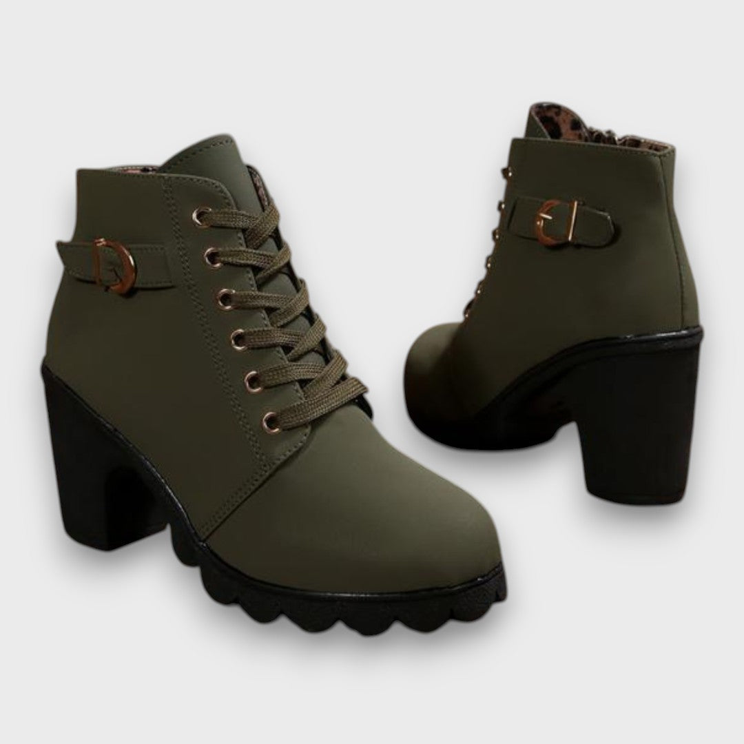 Women's Lace-Up Boots with Buckle Detail