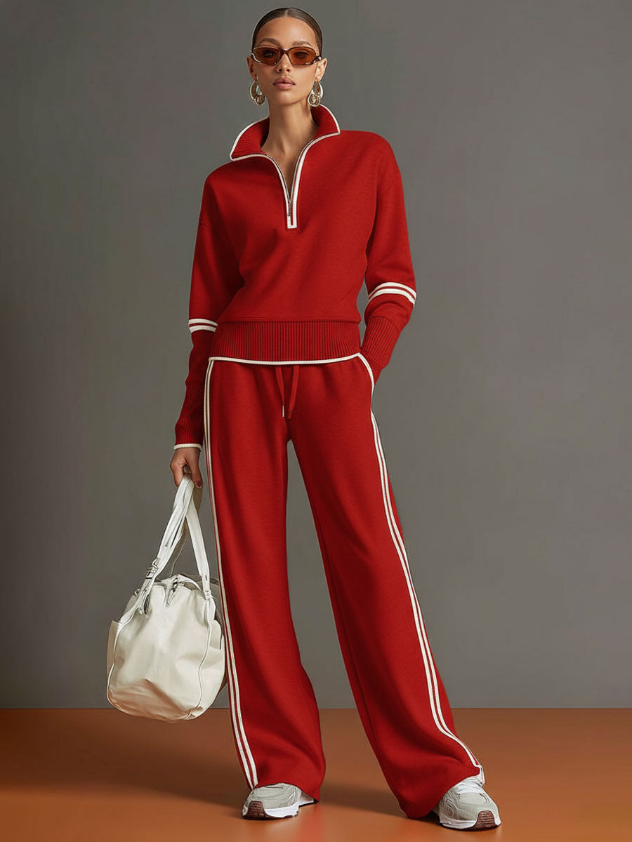 Women's Half-Zip Sweatshirt & Wide-Leg Trouser Co-Ord Set - photo 13
