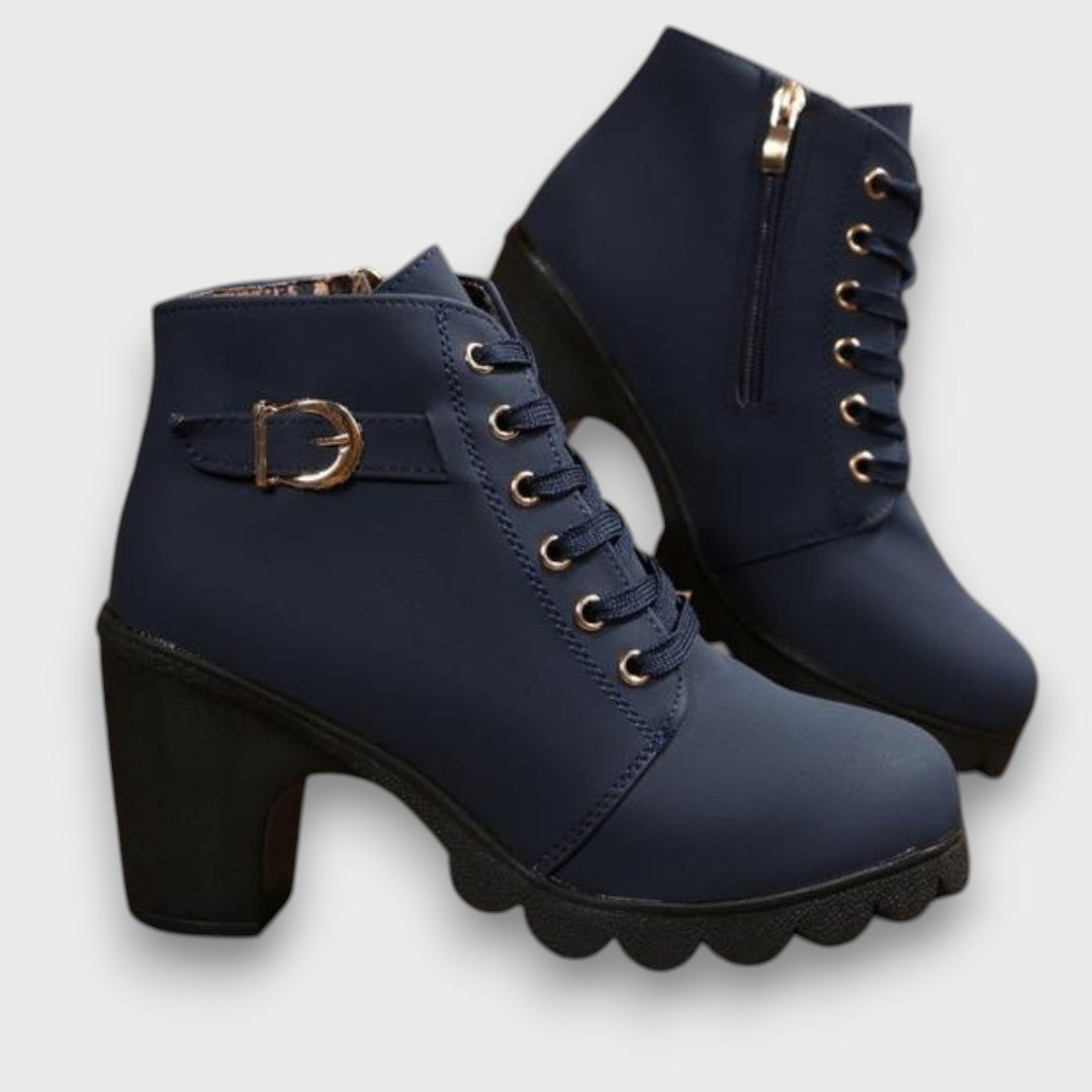 Women's Lace-Up Boots with Buckle Detail