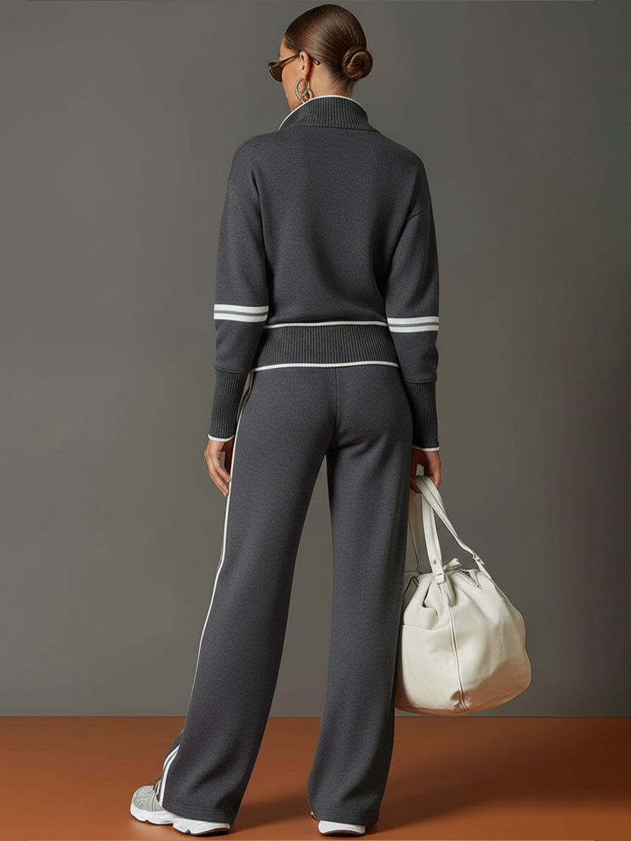 Women's Half-Zip Sweatshirt & Wide-Leg Trouser Co-Ord Set - photo 7