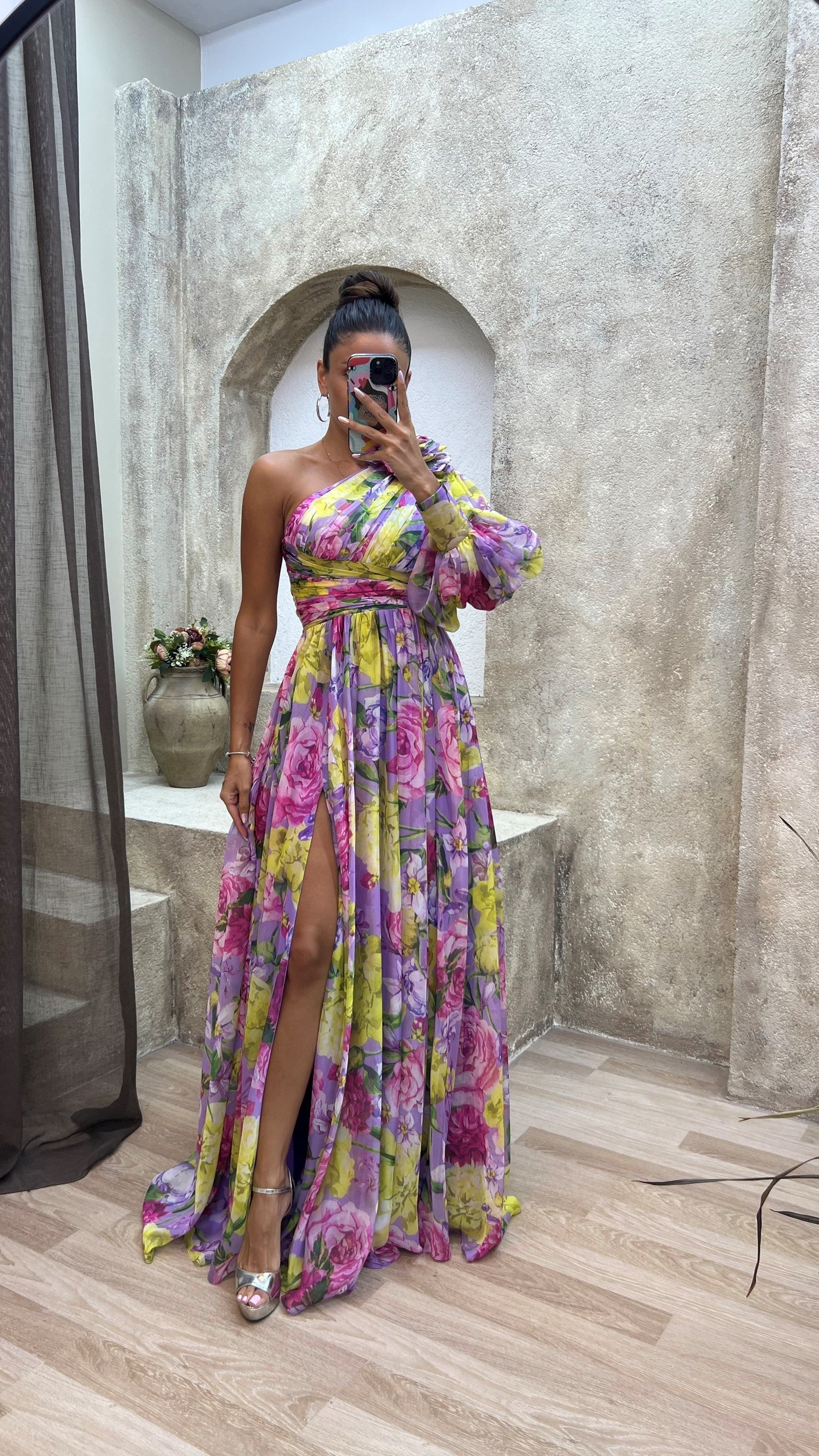 Samantha - Rochie florală pe un umăr
