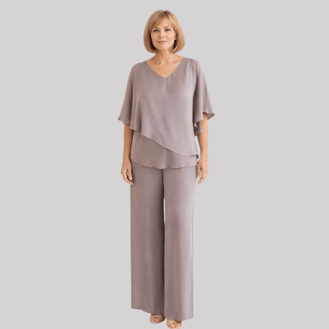 Completo donna due pezzi con scollo a V e maniche a pipistrello