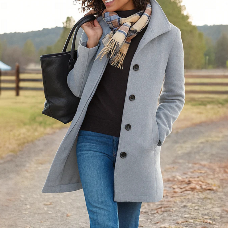 Women's Tailored Coat with Double Breasted Front
