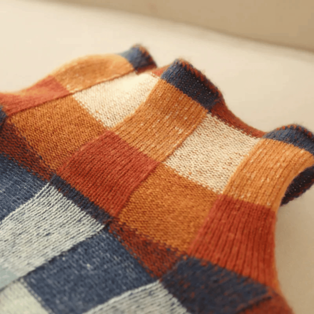 Bethany - Maglione da donna a collo alto in patchwork