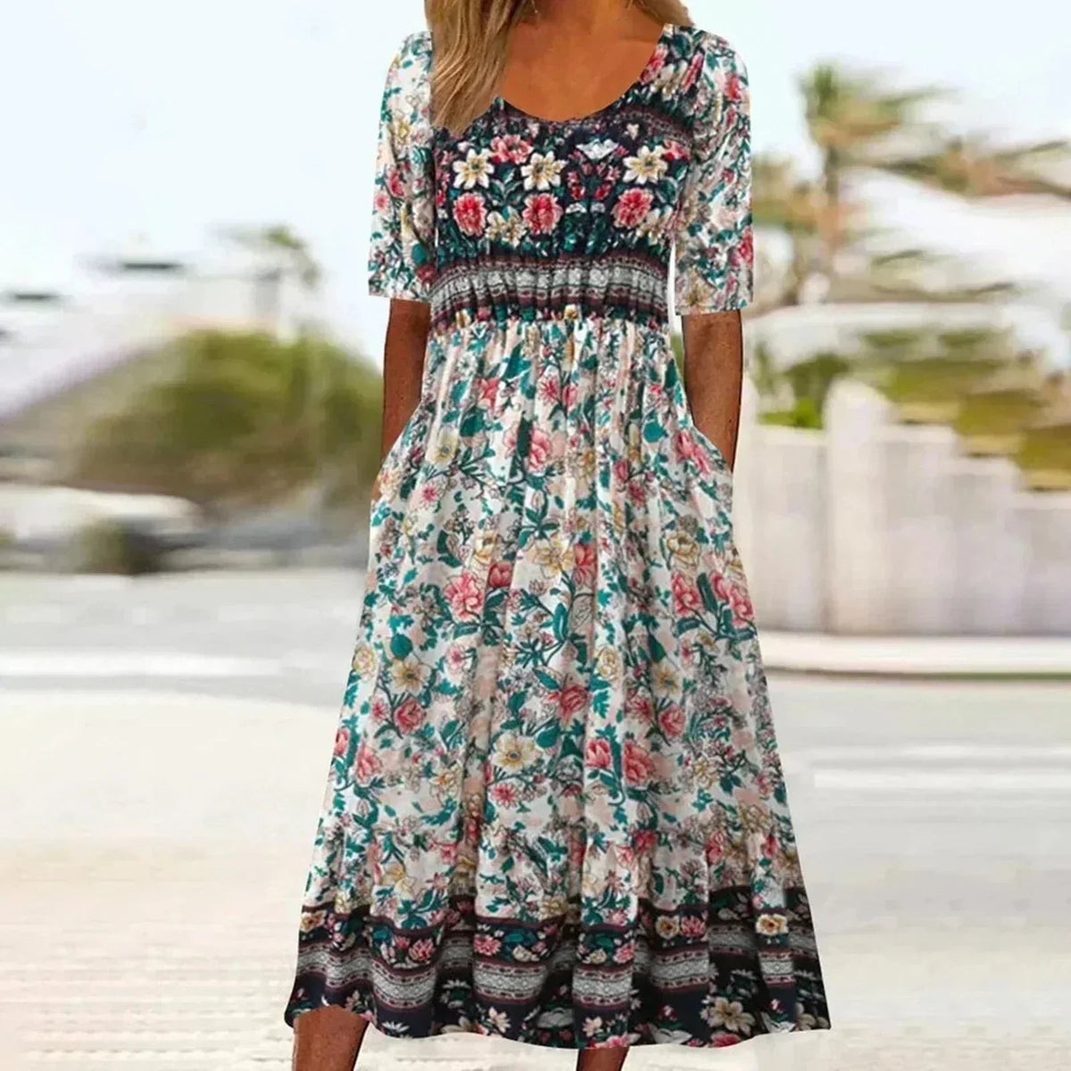 Bohemian Midi Dress with Pockets for Women - photo 6