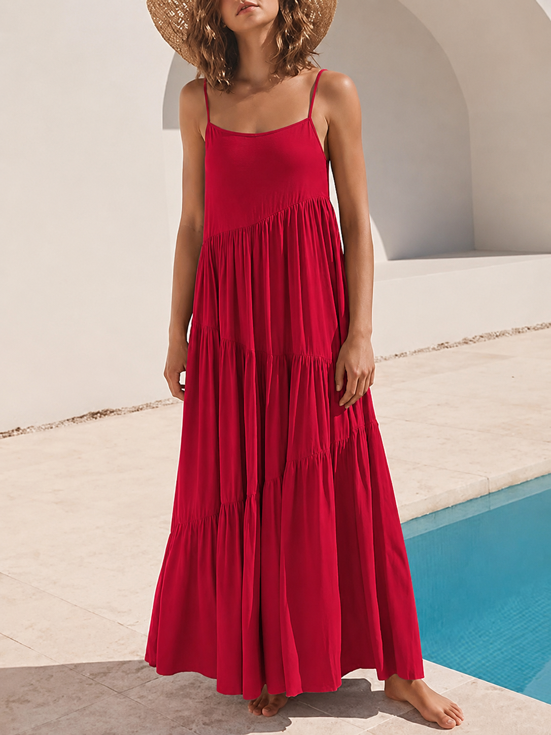 Women's Tiered Strappy Maxi Dress