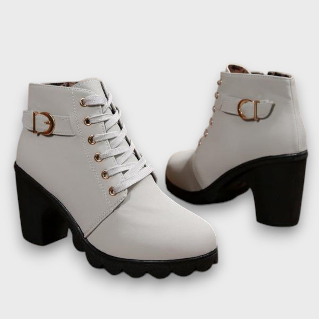 Women's Lace-Up Boots with Buckle Detail