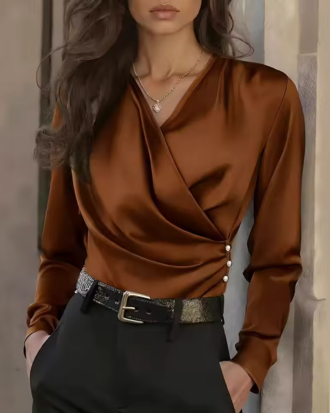 Olivia - Women's elegant wrap blouse for office and leisure - photo 3