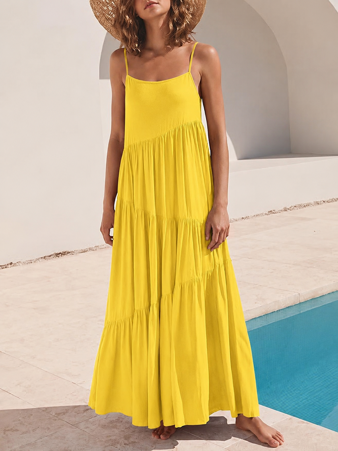 Women's Tiered Strappy Maxi Dress
