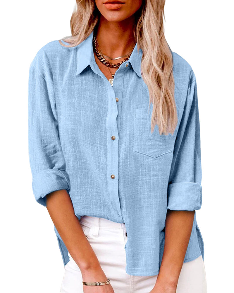 Women's Oversized Shirt with Chest Pocket