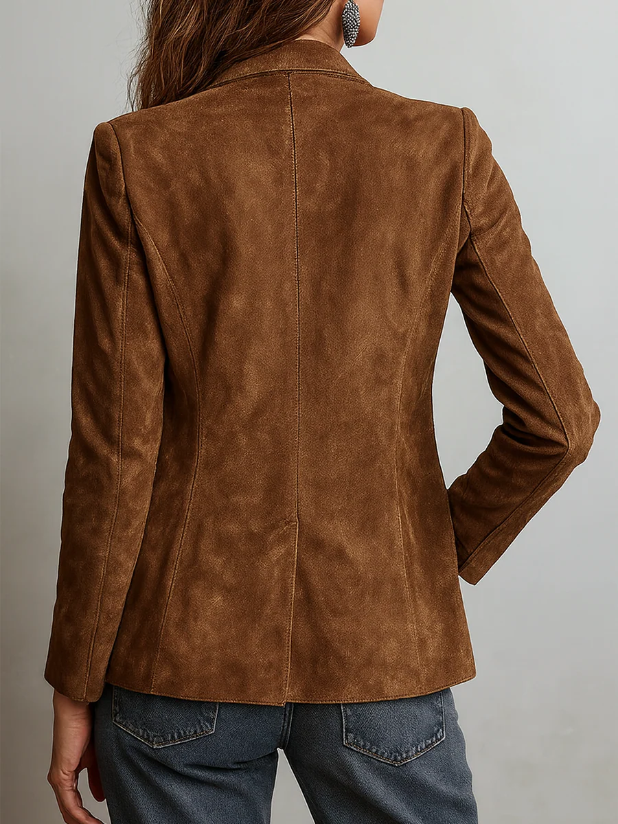 Anezka - Women's Suede Blazer with Button Front