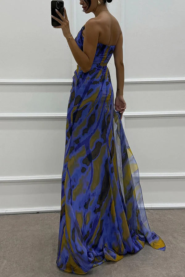 Sophia - Women's Off-Shoulder Slit Printed Maxi Dress - photo 10