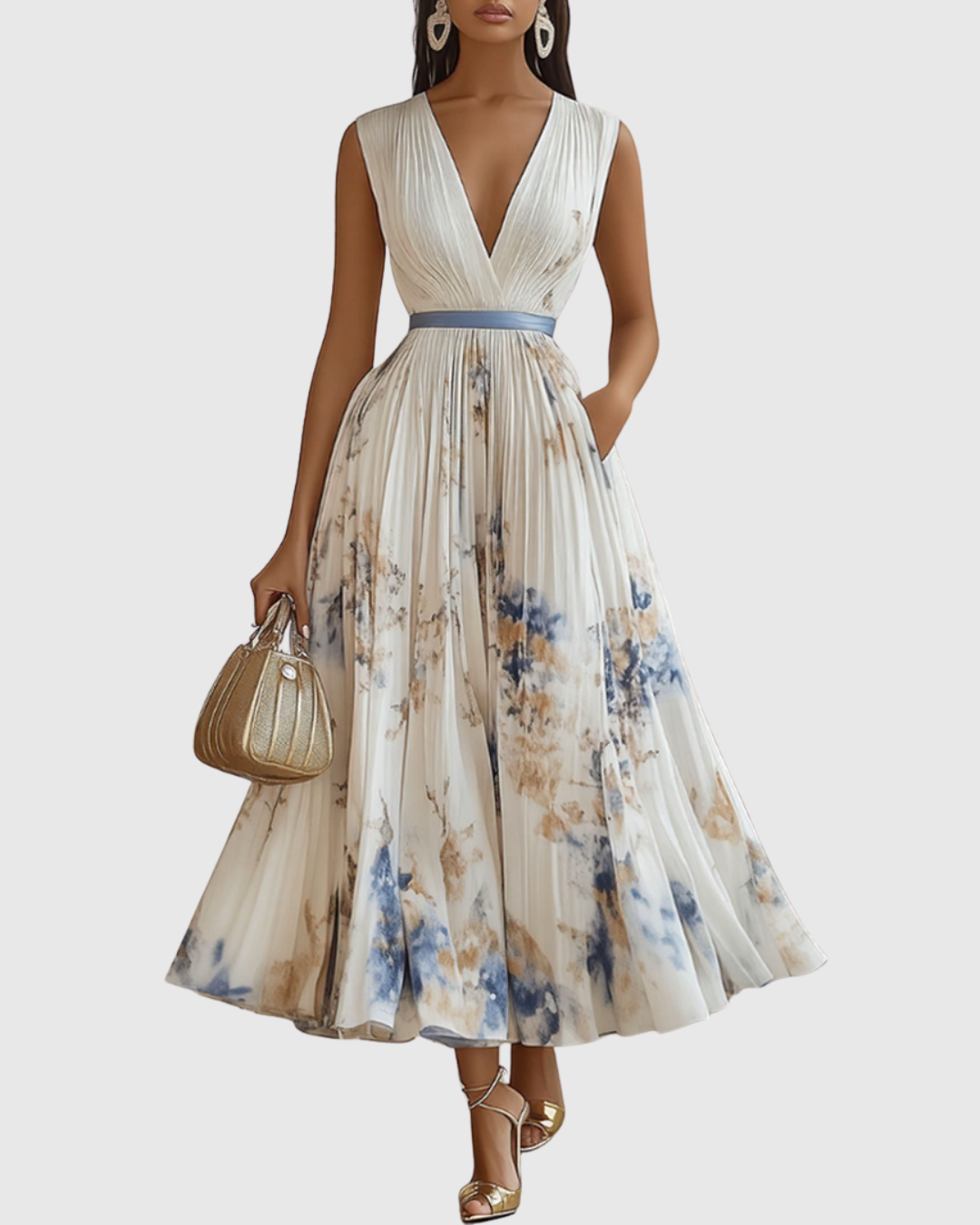 Rowella | Maxi abito elegante plissettato