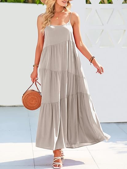 Women's Tiered Strappy Maxi Dress