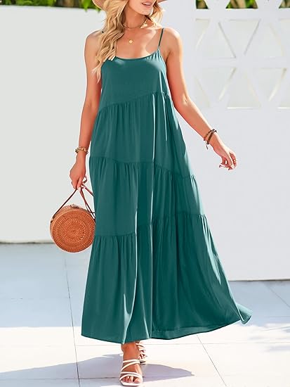 Women's Tiered Strappy Maxi Dress
