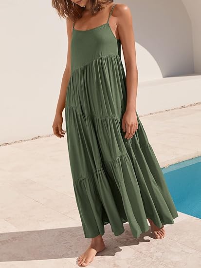 Women's Tiered Strappy Maxi Dress