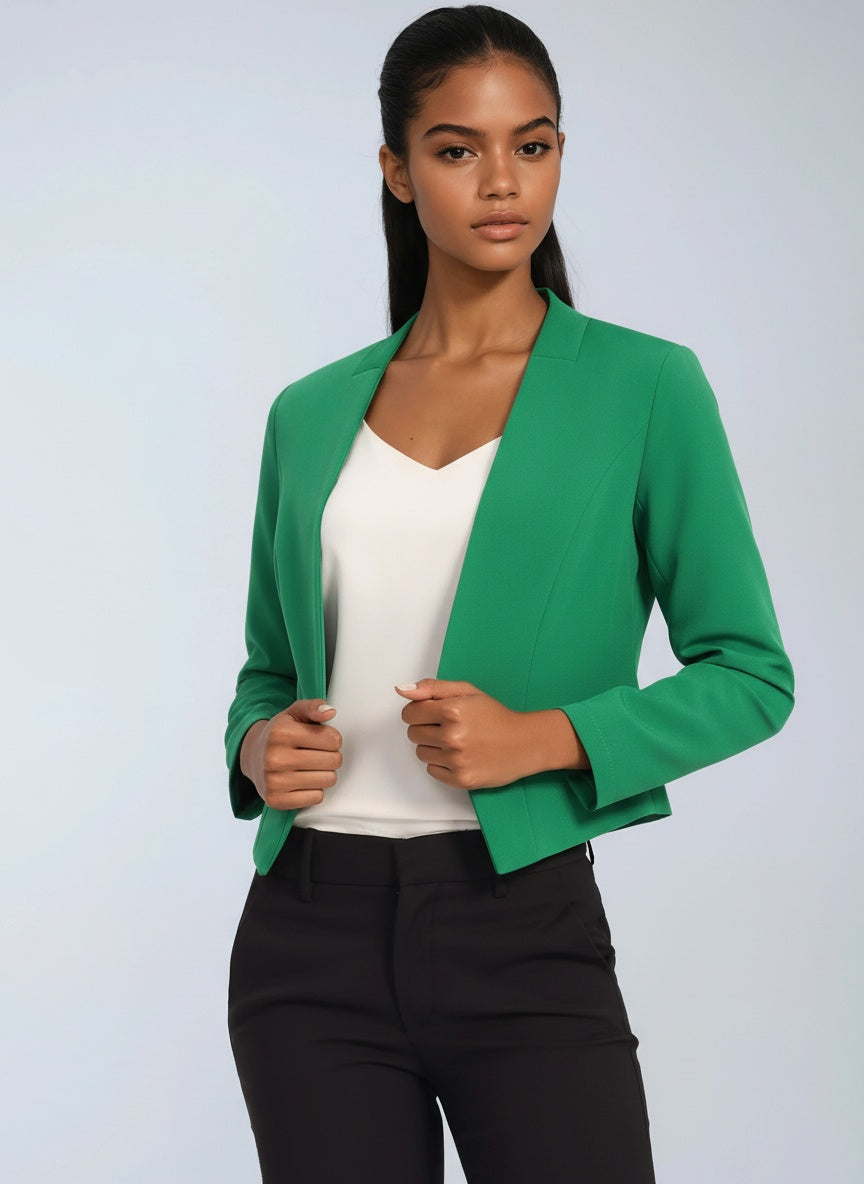 Dominika - Women's Cropped Blazer with Open Front