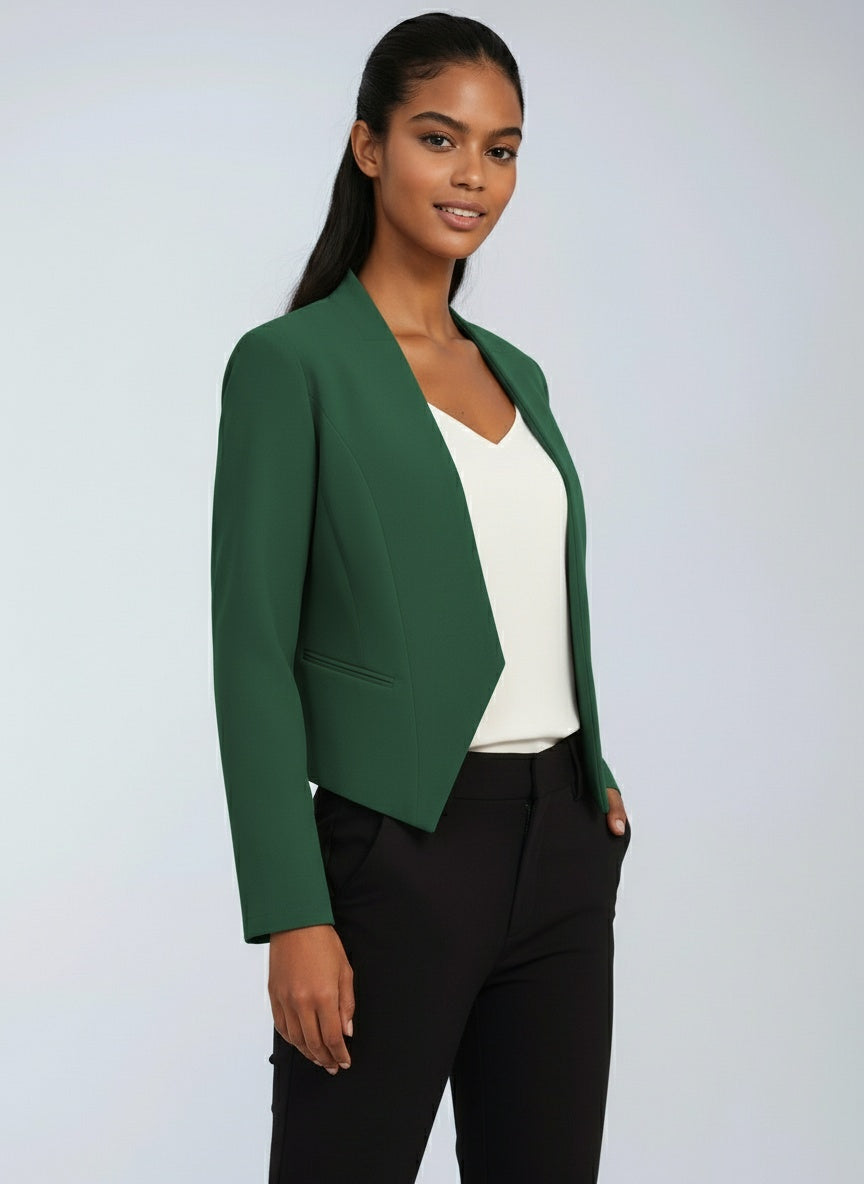 Dominika - Women's Cropped Blazer with Open Front