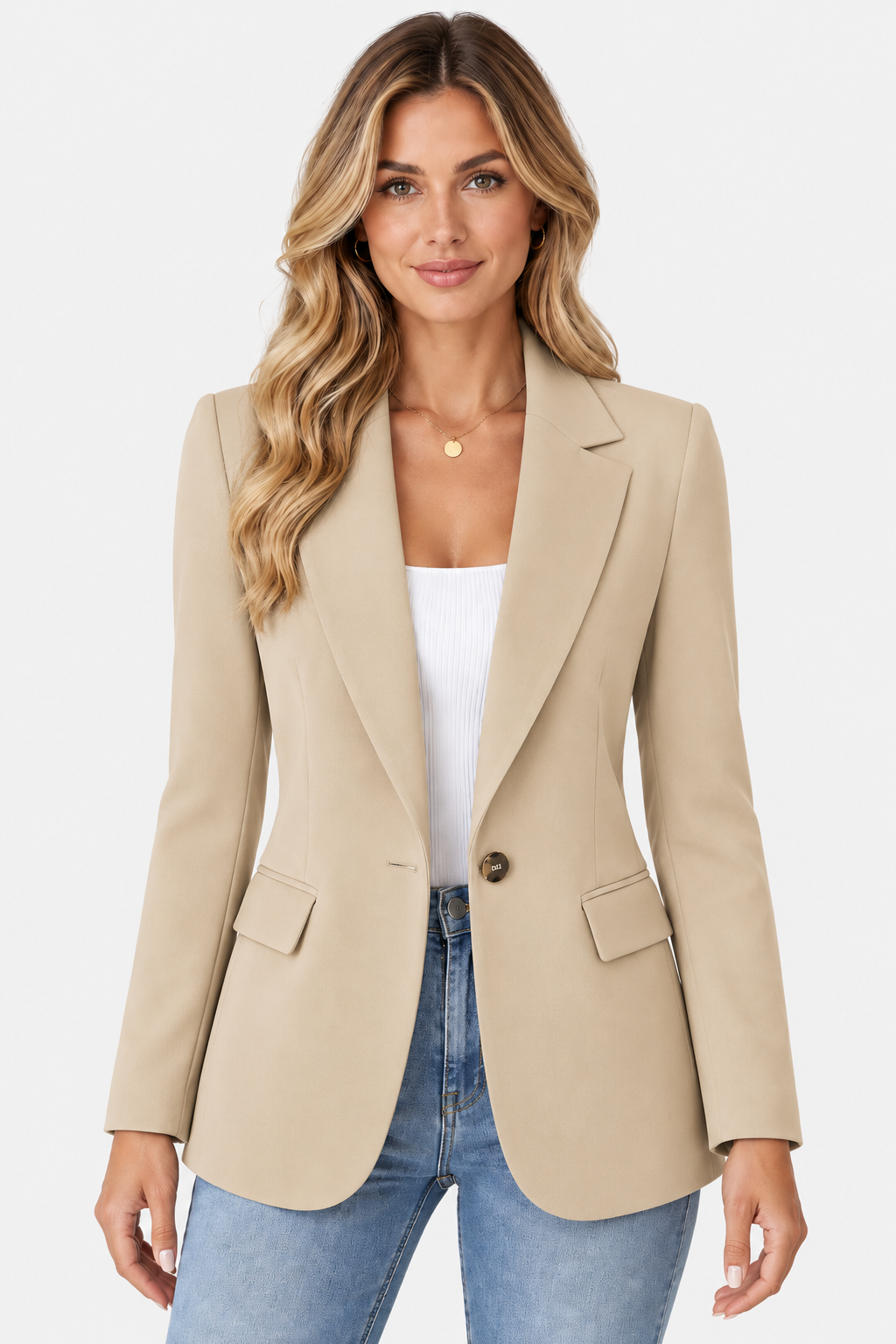 Women's Shawl Collar Tailored Blazer - Beige
