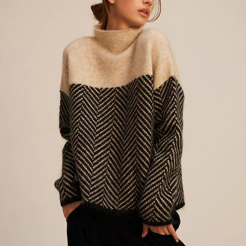 Stylish Herringbone Knit Sweater - Cozy Design - photo 2