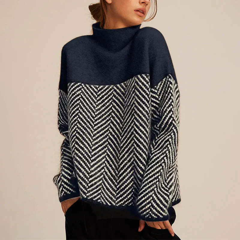 Stylish Herringbone Knit Sweater - Cozy Design - photo 1