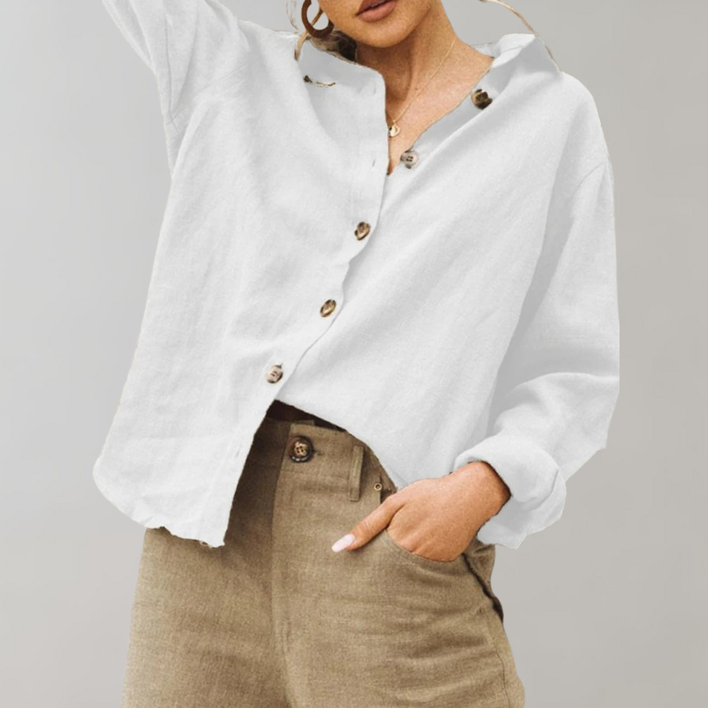 Bronwen - Women's Relaxed Shirt with Button Front