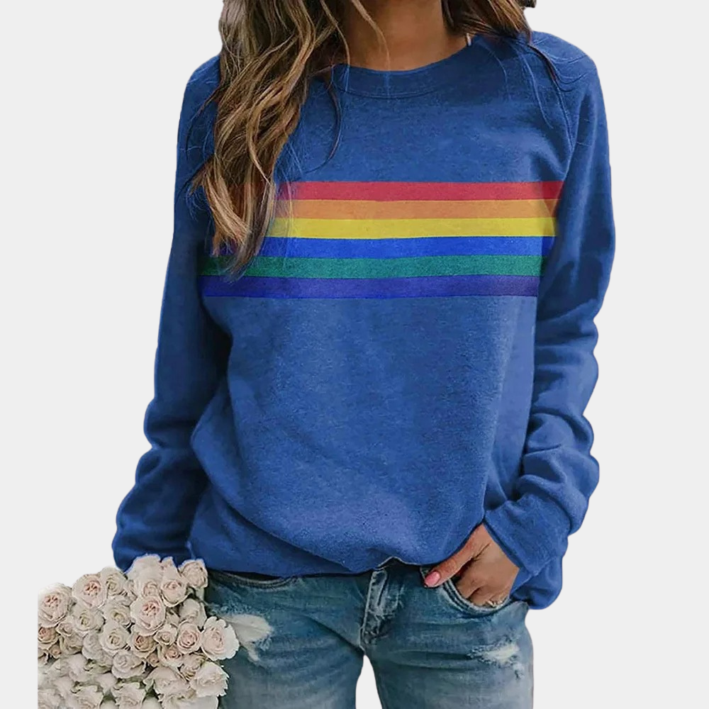 Vibrant Rainbow Stripe Cozy Sweatshirt - photo 1