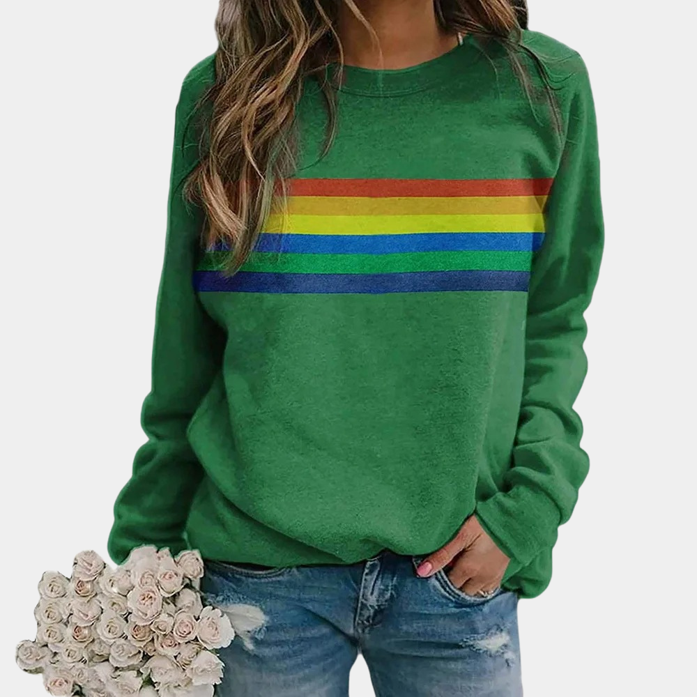 Vibrant Rainbow Stripe Cozy Sweatshirt - photo 2