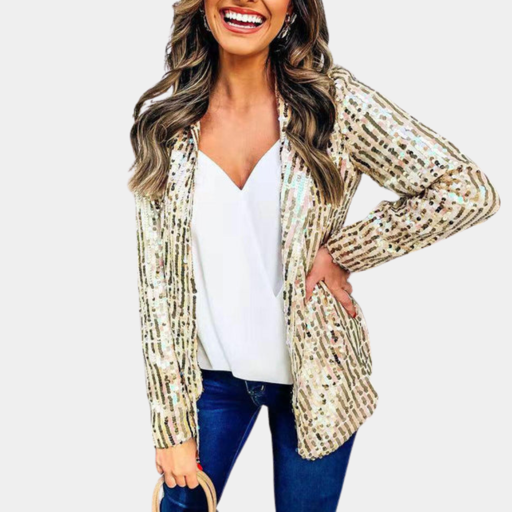 Rosalba - Women's Sequin Blazer with Open Front