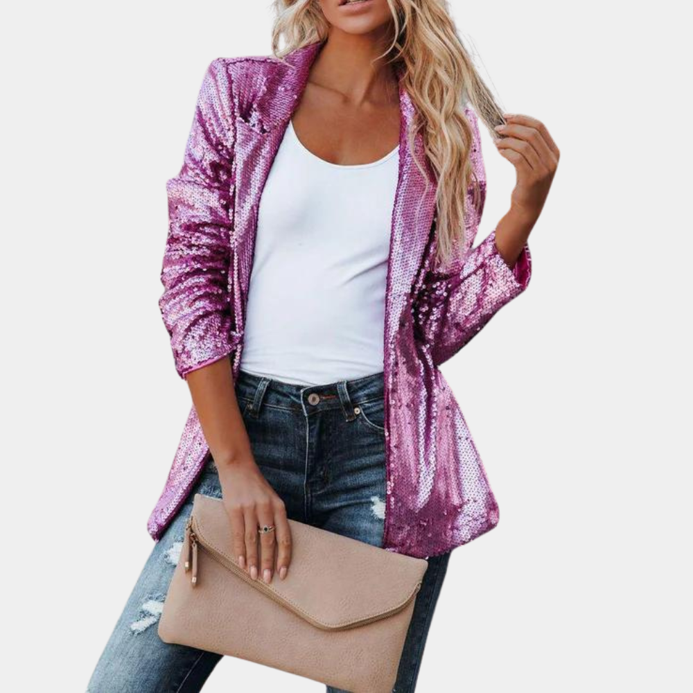Rosalba - Women's Sequin Blazer with Open Front