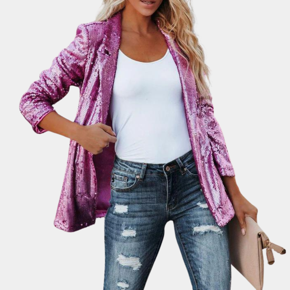 Rosalba - Women's Sequin Blazer with Open Front