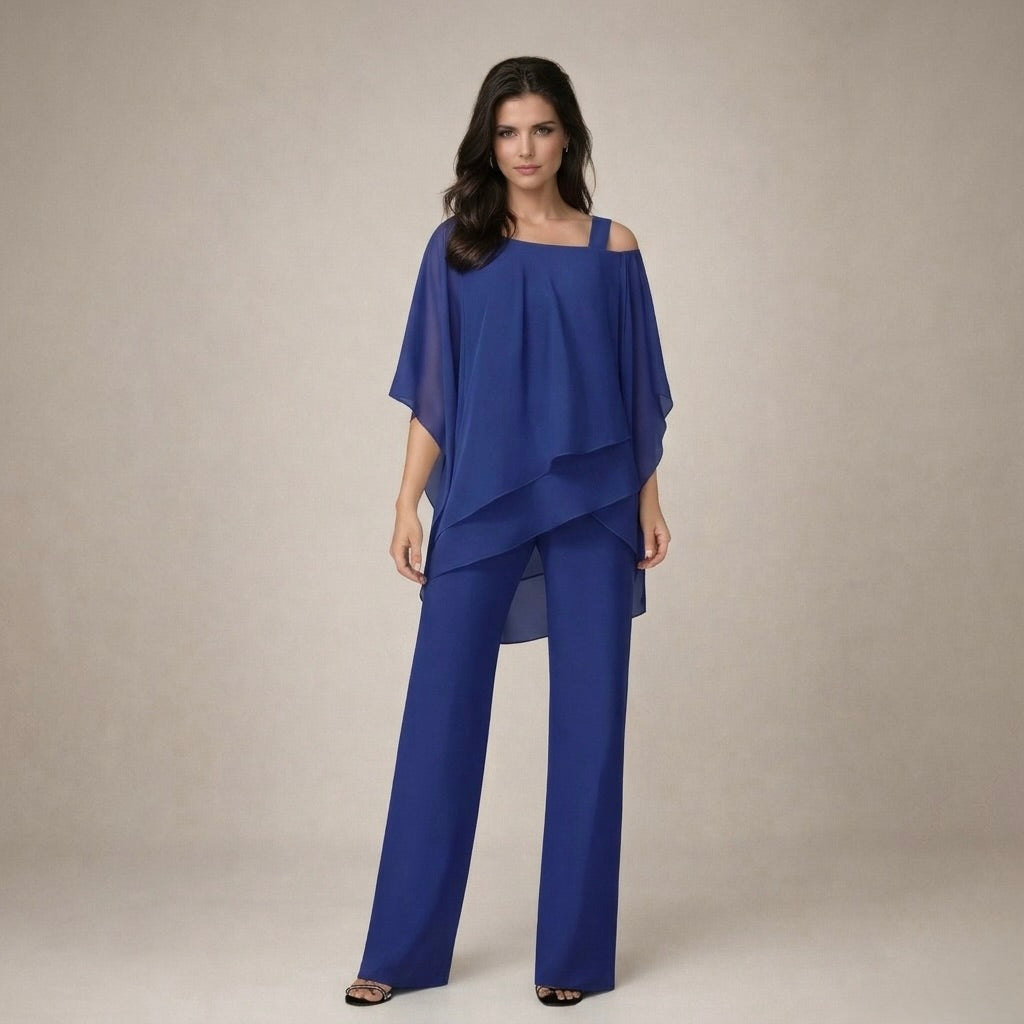 Women's Off-Shoulder Two-Piece Set with Wide-Leg Trousers - photo 3