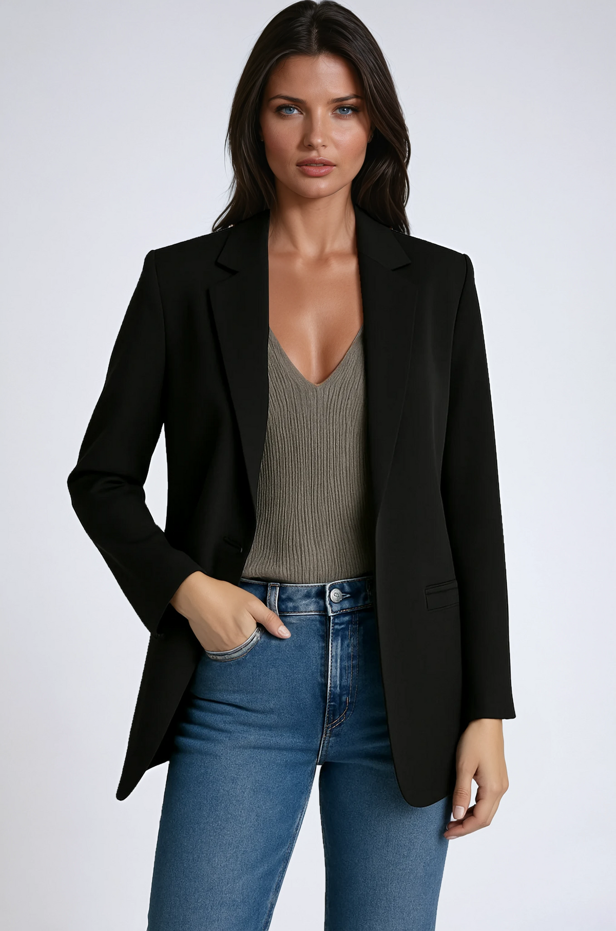 Bohdana - Women's Longline Blazer with Open Front