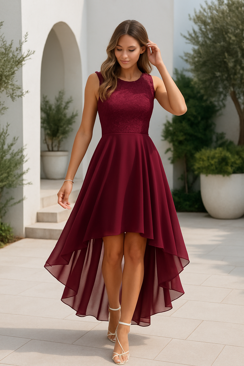 Rochie de seară elegantă, asimetrică, cu design șic