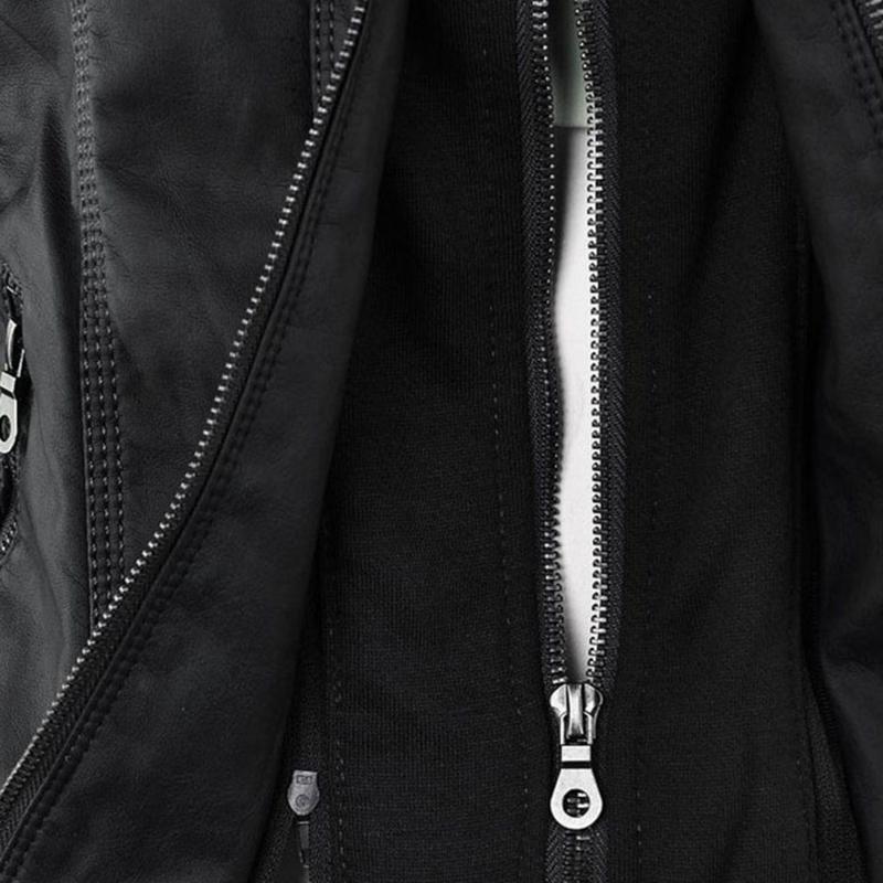 Veste Femme Style Motard à Capuche Amovible