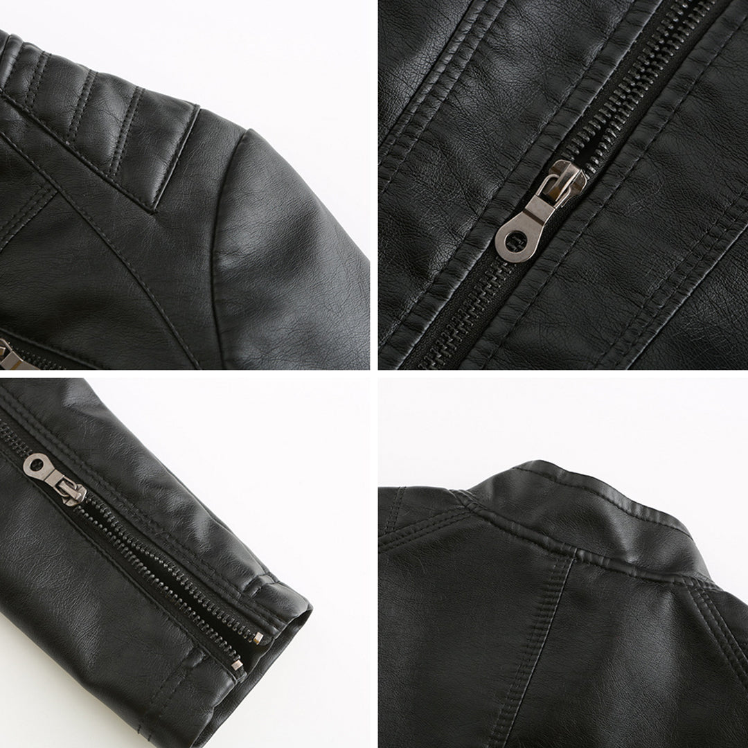 Women's Fitted Faux Leather Biker Jacket for Spring