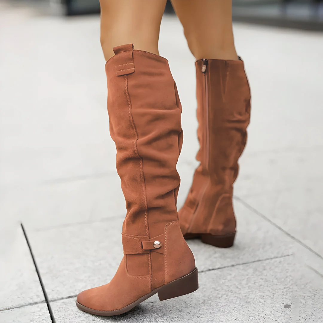 Women's Suede Knee High Boots - photo 1