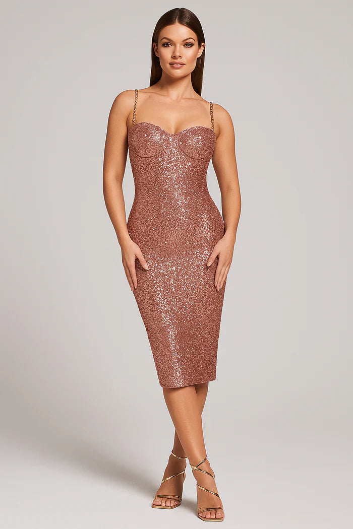 Cecily - Women's Sleeveless Sparkly Party Midi Dress - photo 1