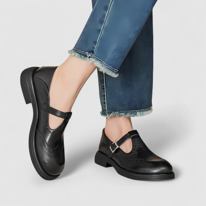 Emily - Women's Leather T-Strap Shoes - photo 2