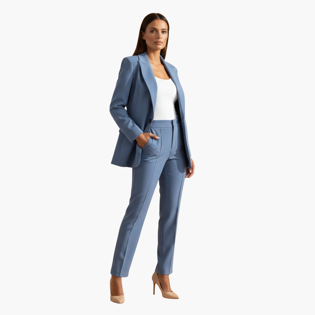 Women's Tailored Blazer and Trouser Suit Two Piece Set