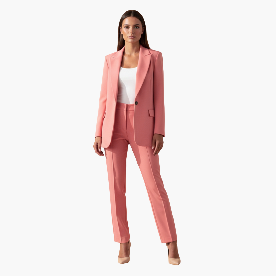 Women's Tailored Blazer and Trouser Suit Two Piece Set