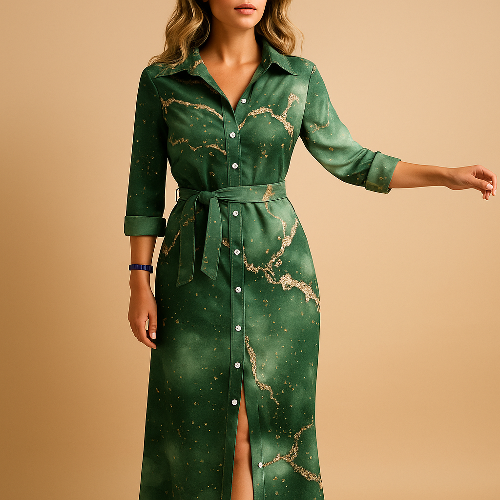 Flowy summer maxi dress with short sleeves for women | Hazel